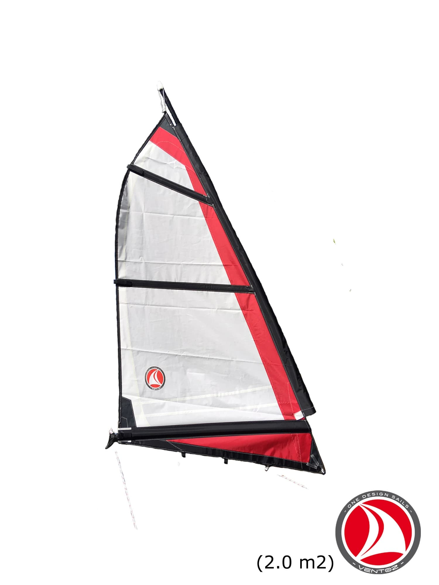 Ventoz Strandzeil 2.0 m² – wit met rood